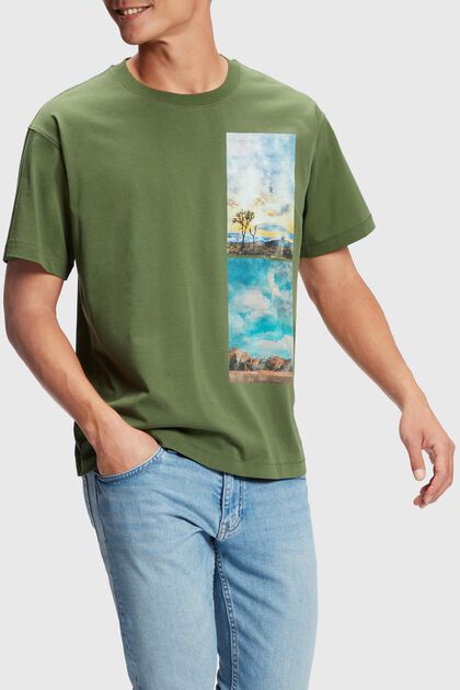 Camiseta con estampado de paisaje apaisado