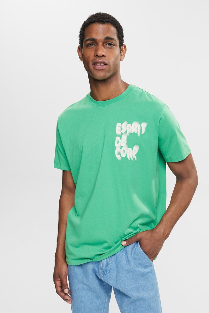 Camiseta de jersey con estampado, GREEN, overview