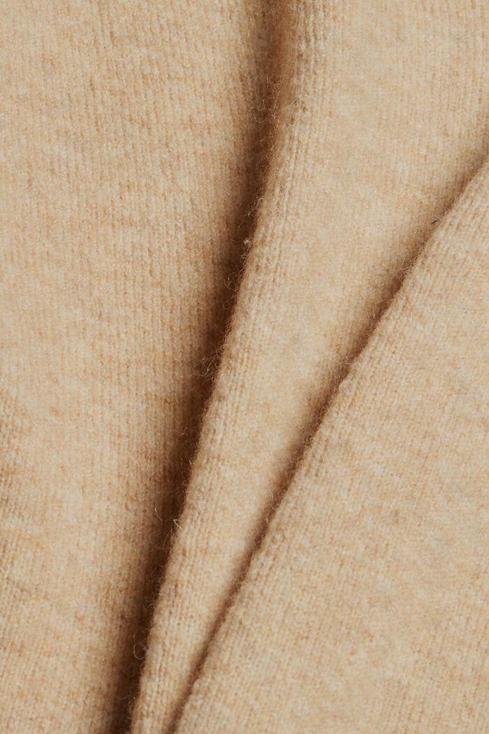 Con lana: jersey de cuello en pico, SAND, detail image number 4