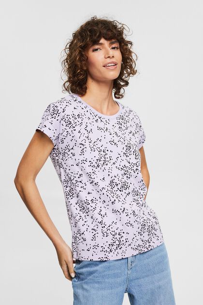 Camiseta con estampado, 100% algodón, LILAC, overview