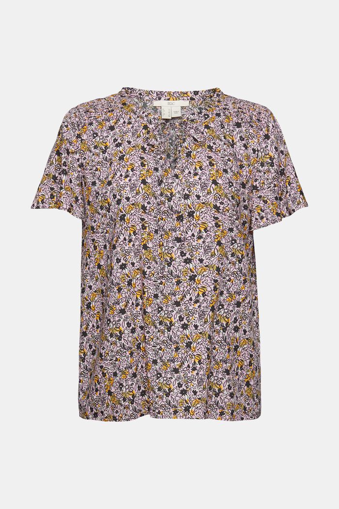Blusa con estampado floral, LENZING™ ECOVERO™:, OLIVE, detail image number 6