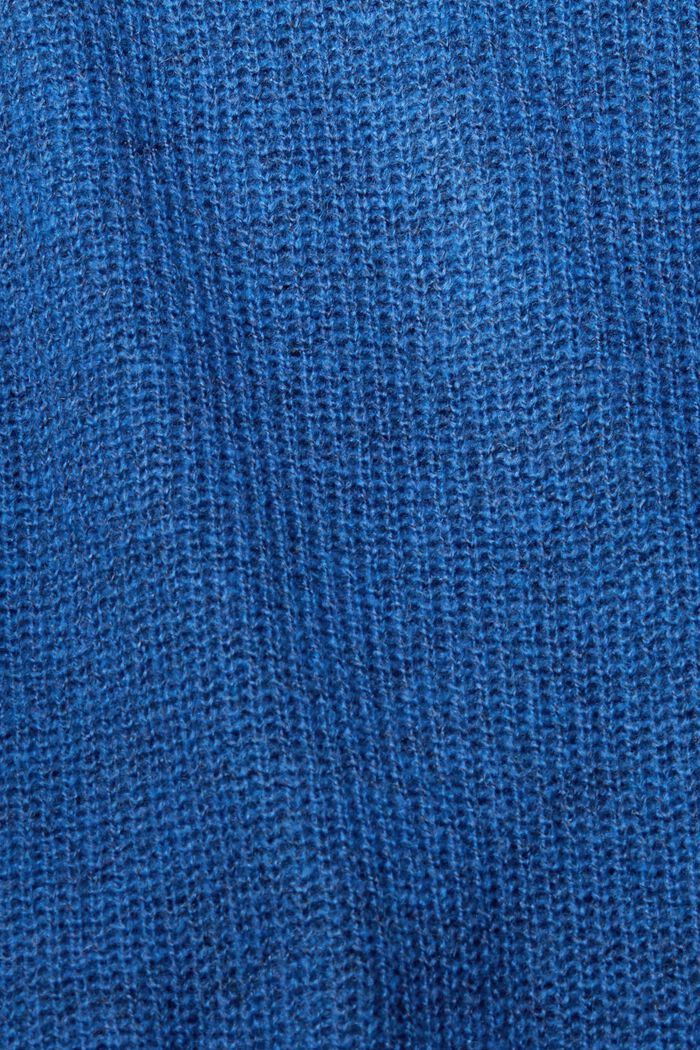 Jersey con cuello en pico en mezcla de lana, BLUE, detail image number 4