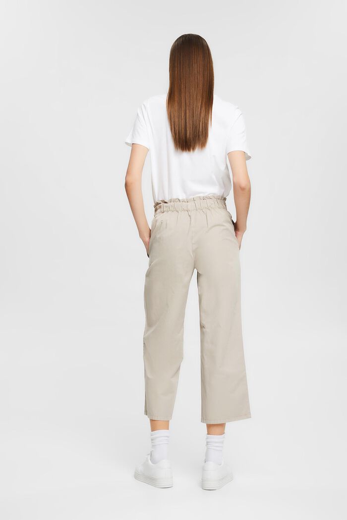 Pantalón tobillero con cintura elástica, 100% algodón, LIGHT TAUPE, detail image number 3