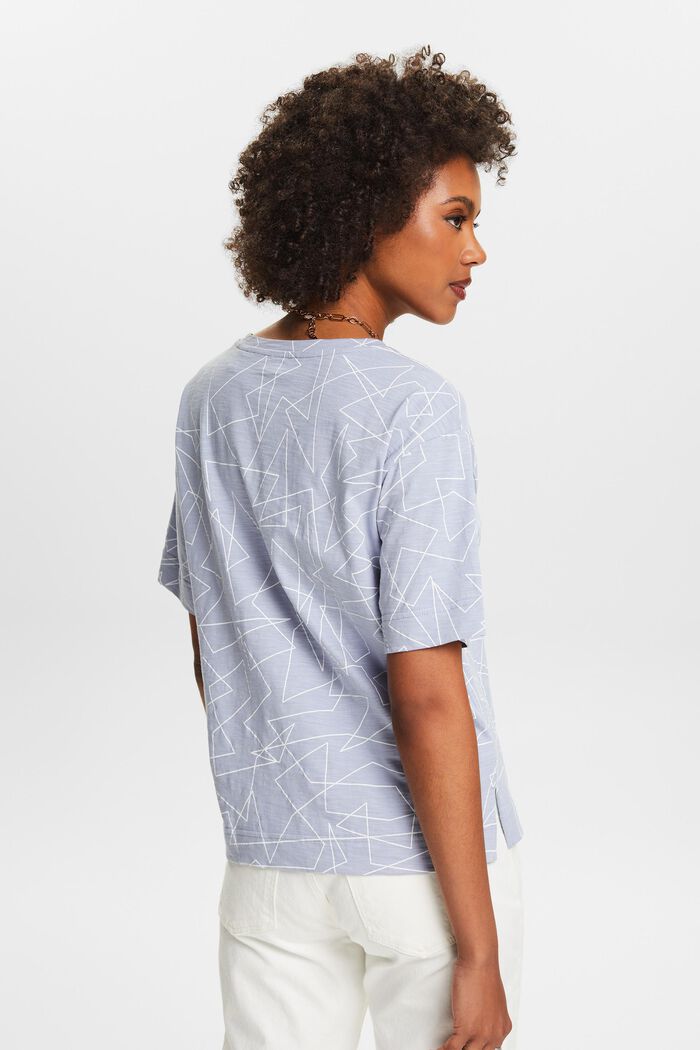Camiseta de algodón estampada con cuello en pico, LIGHT BLUE LAVENDER, detail image number 2
