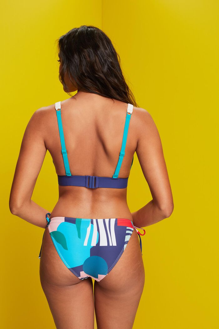 Top de bikini con relleno y diseño de bloques de color, TEAL GREEN, detail image number 2