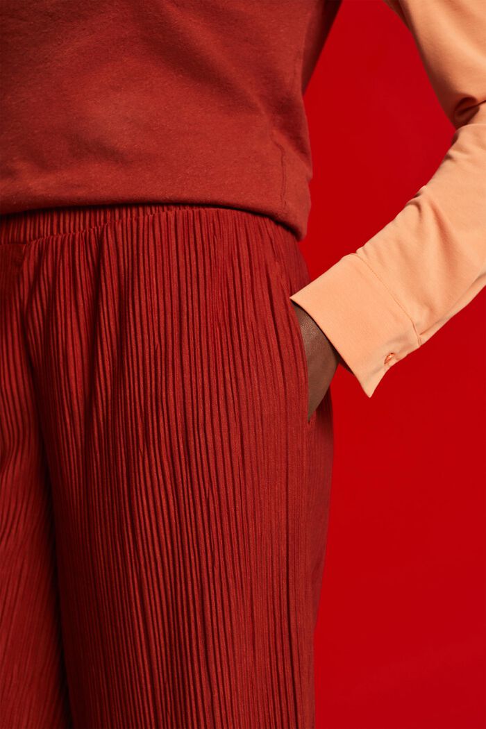 Pantalón de tejido jersey suave con pliegues, TERRACOTTA, detail image number 2
