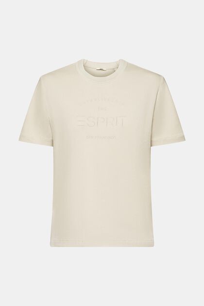 Camiseta de algodón ecológico con logotipo bordado, LIGHT TAUPE, overview