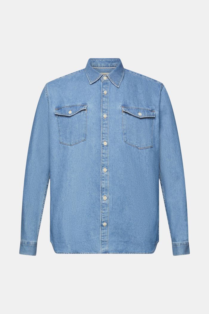 Camisa vaquera de algodón, BLUE LIGHT WASHED, detail image number 5