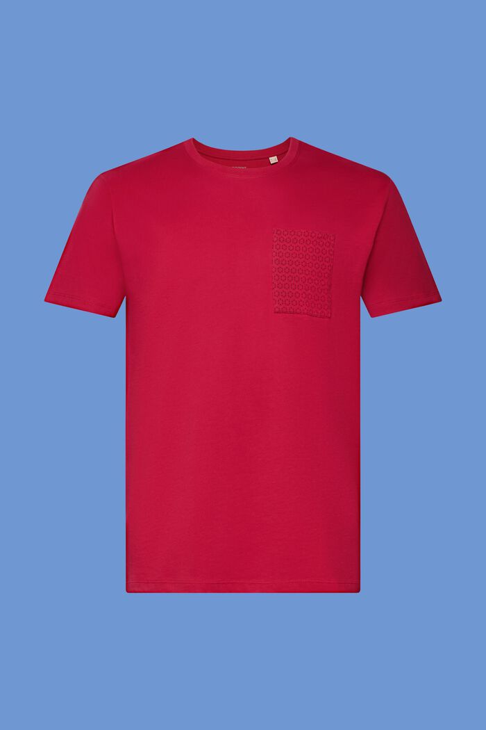 Camiseta de algodón sostenible con bolsillo en el pecho, DARK PINK, detail image number 6