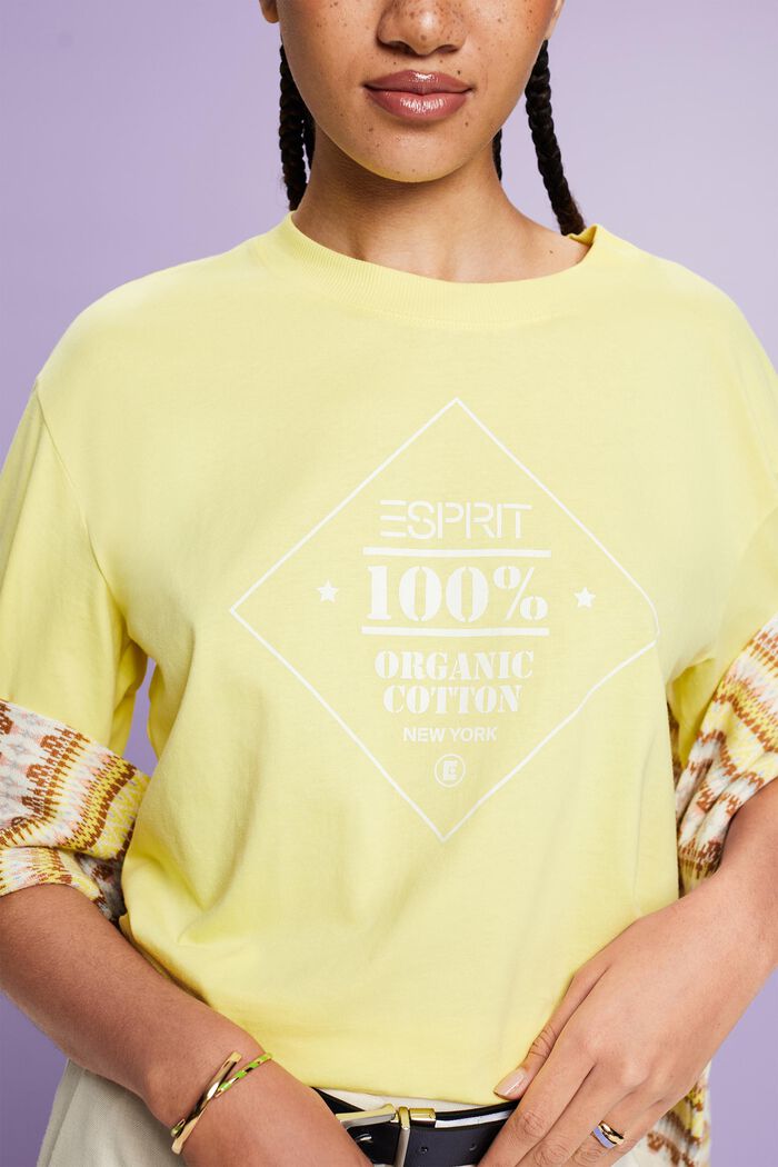 Camiseta estampada de algodón ecológico, PASTEL YELLOW, detail image number 1