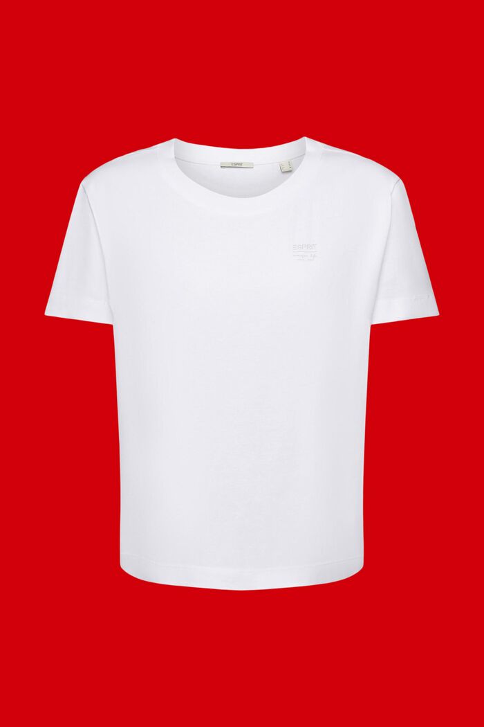 Camiseta de algodón con estampado de logotipo, WHITE, detail image number 6