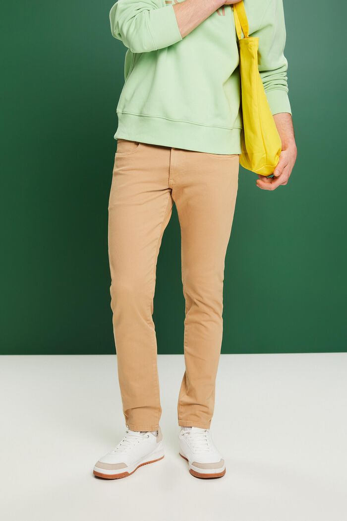 Pantalones slim fit, algodón ecológico, BEIGE, detail image number 0