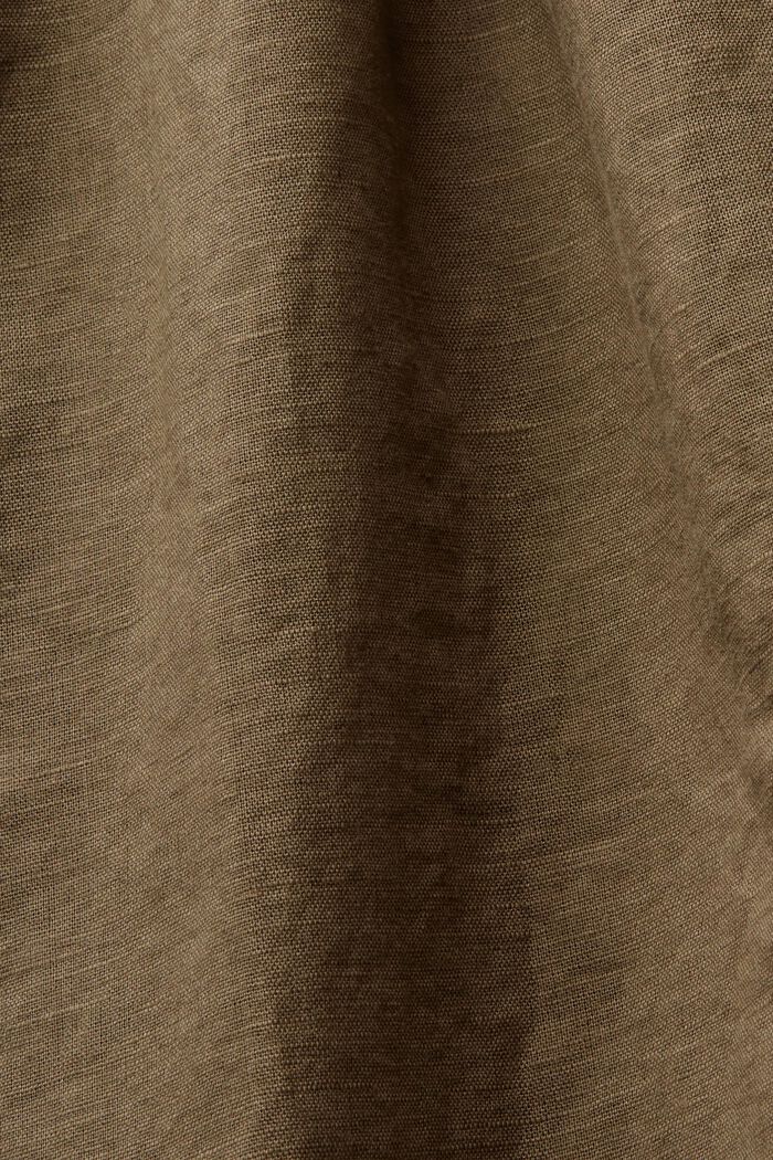 Blusa fruncida sin mangas en lino y algodón, KHAKI GREEN, detail image number 5