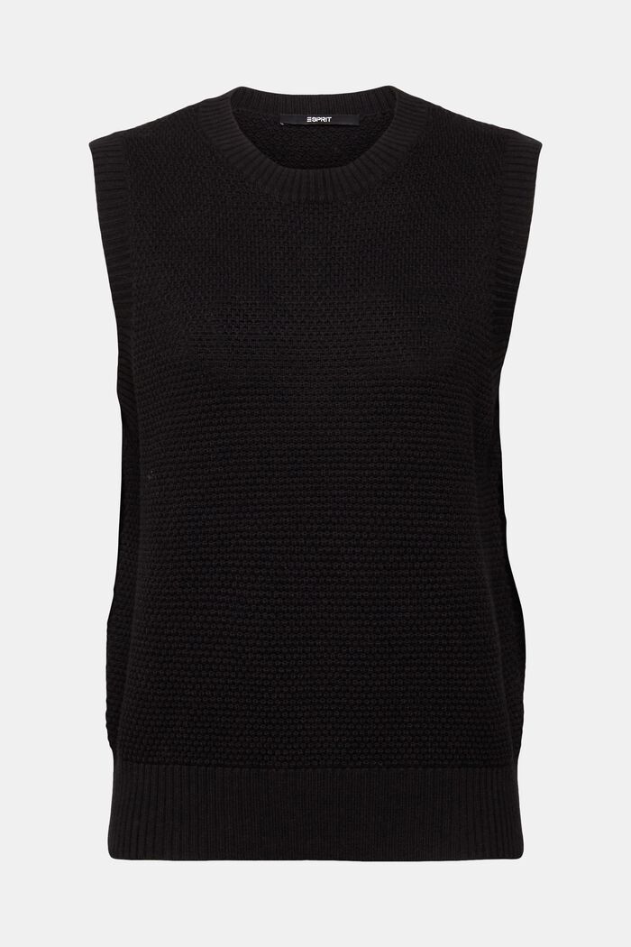 Jersey sin mangas, mezcla de algodón, BLACK, detail image number 2