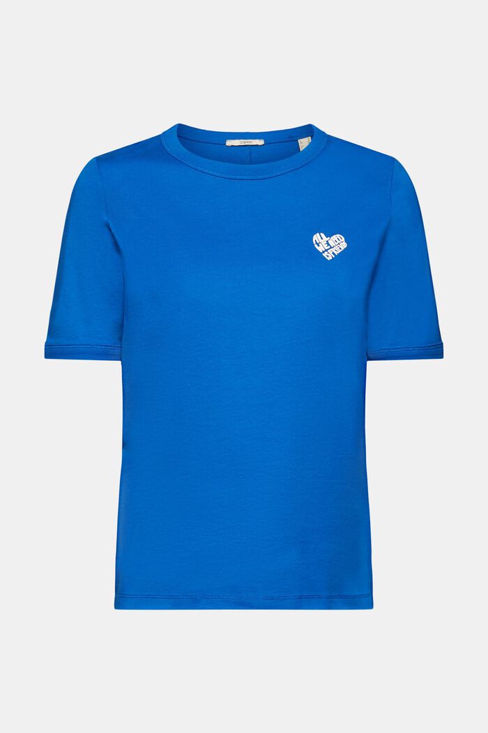 Camiseta de algodón con logotipo en forma de corazón, BLUE, detail image number 7