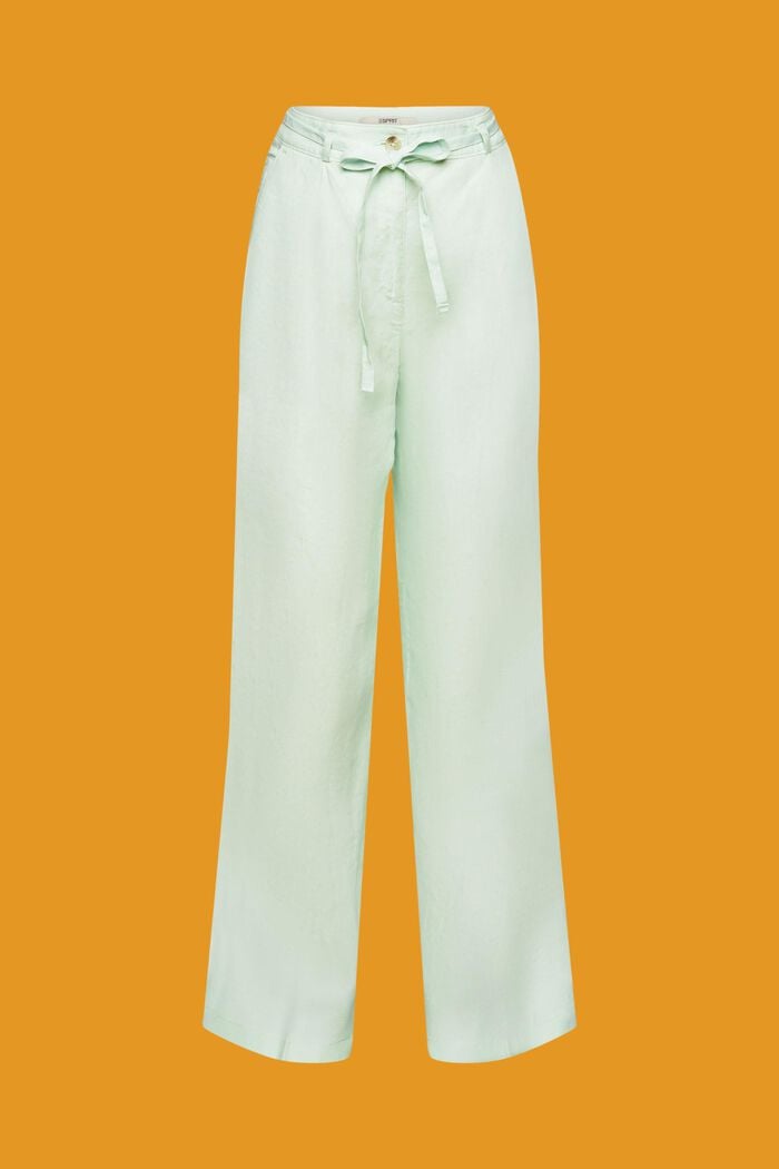 Pantalones de lino con pernera ancha, PASTEL GREEN, detail image number 7