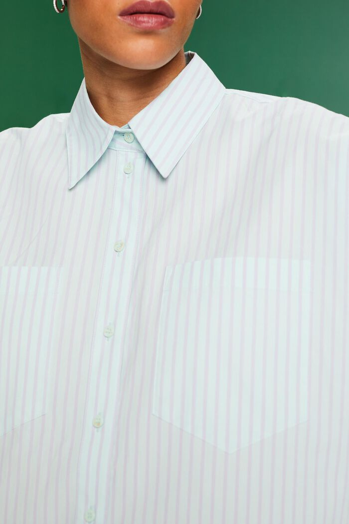 Camisa de cuello abotonado con diseño a rayas, MINT/LAVENDER, detail image number 3