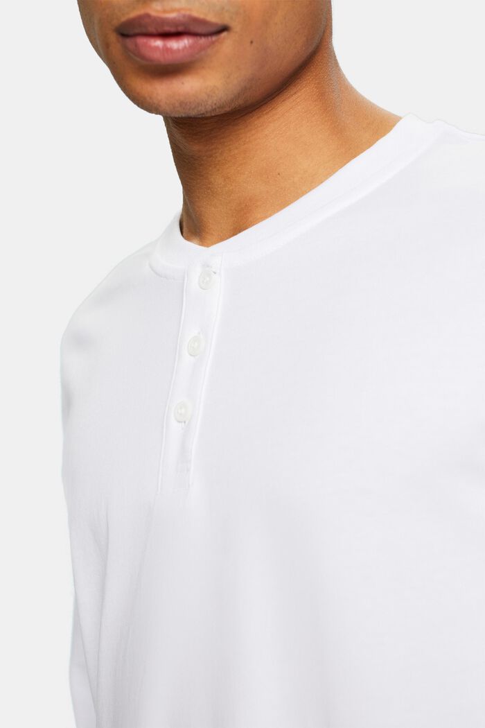 Top de tejido jersey con cuello tunecino, WHITE, detail image number 3