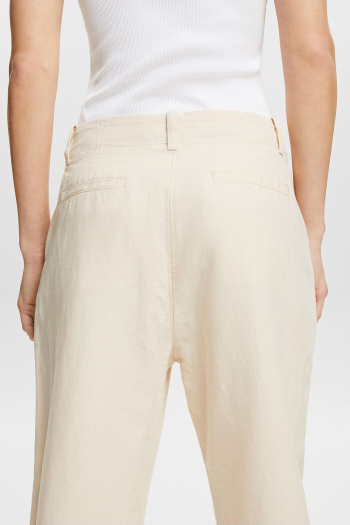 Pantalón con bragueta de botones lino de algodón, CREAM BEIGE, detail image number 3