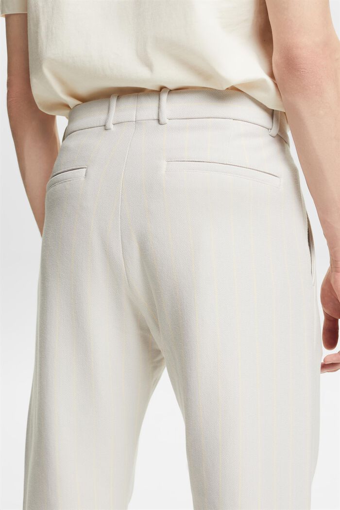 Pantalón de traje a rayas en piqué de algodón, LIGHT GREY, detail image number 3
