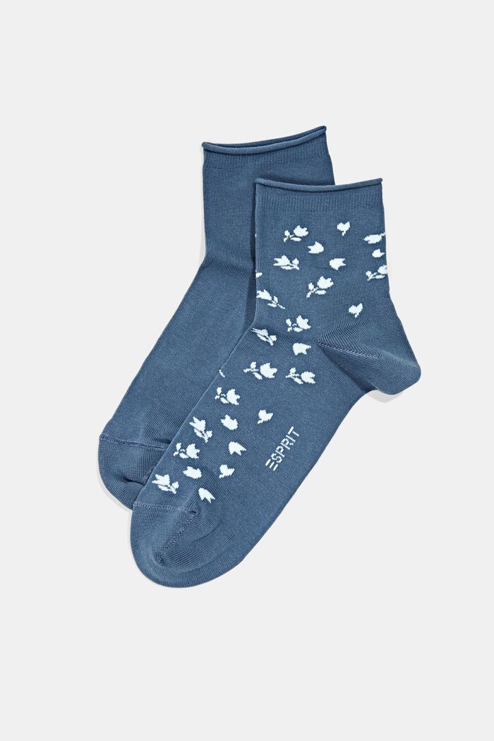 Pack de dos pares de calcetines cortos con diseño de flores, VENICE NIGHT, detail image number 0