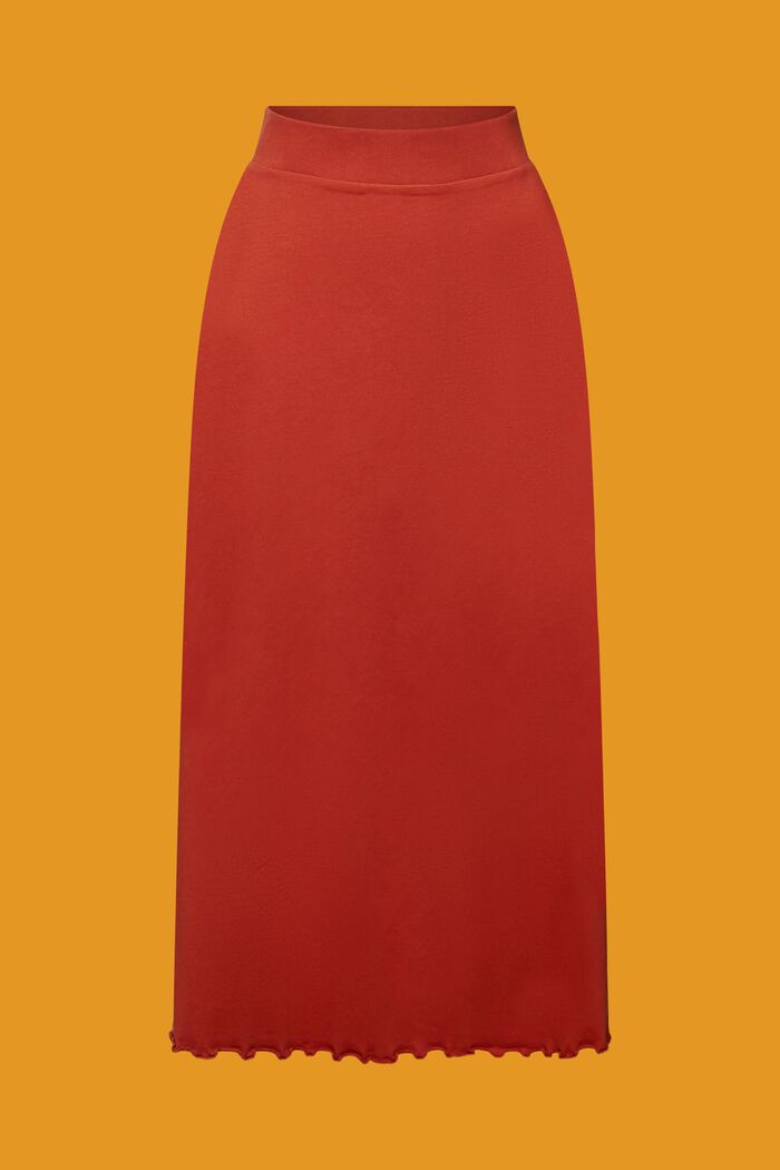 Falda midi en tejido jersey, algodón sostenible, TERRACOTTA, detail image number 6