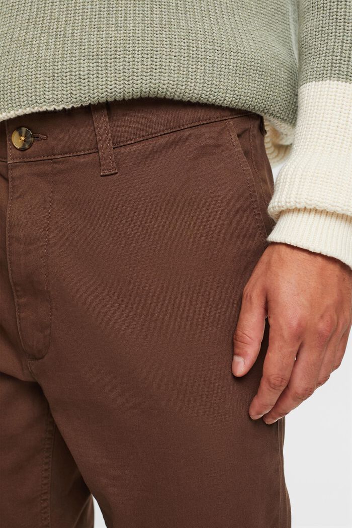 Pantalones chinos, algodón elástico, DARK BROWN, detail image number 2