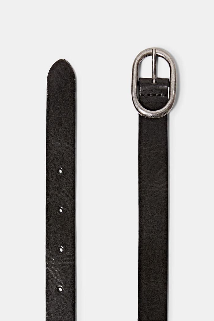 Cinturón de piel estrecho, BLACK, detail image number 1