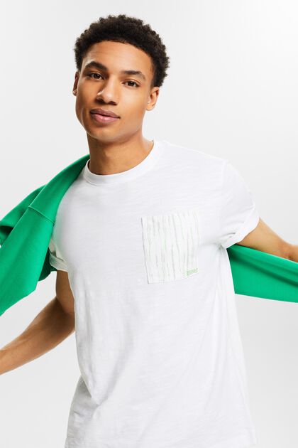 Camiseta algodón flameado logotipo bolsillo