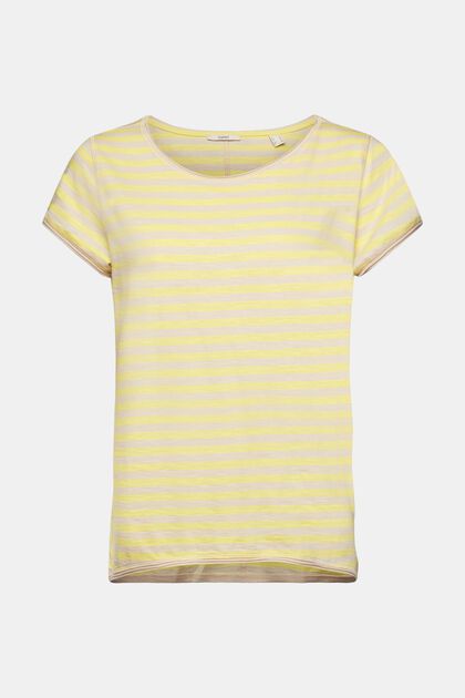Camiseta de rayas con borde enrollado, LIGHT TAUPE, overview