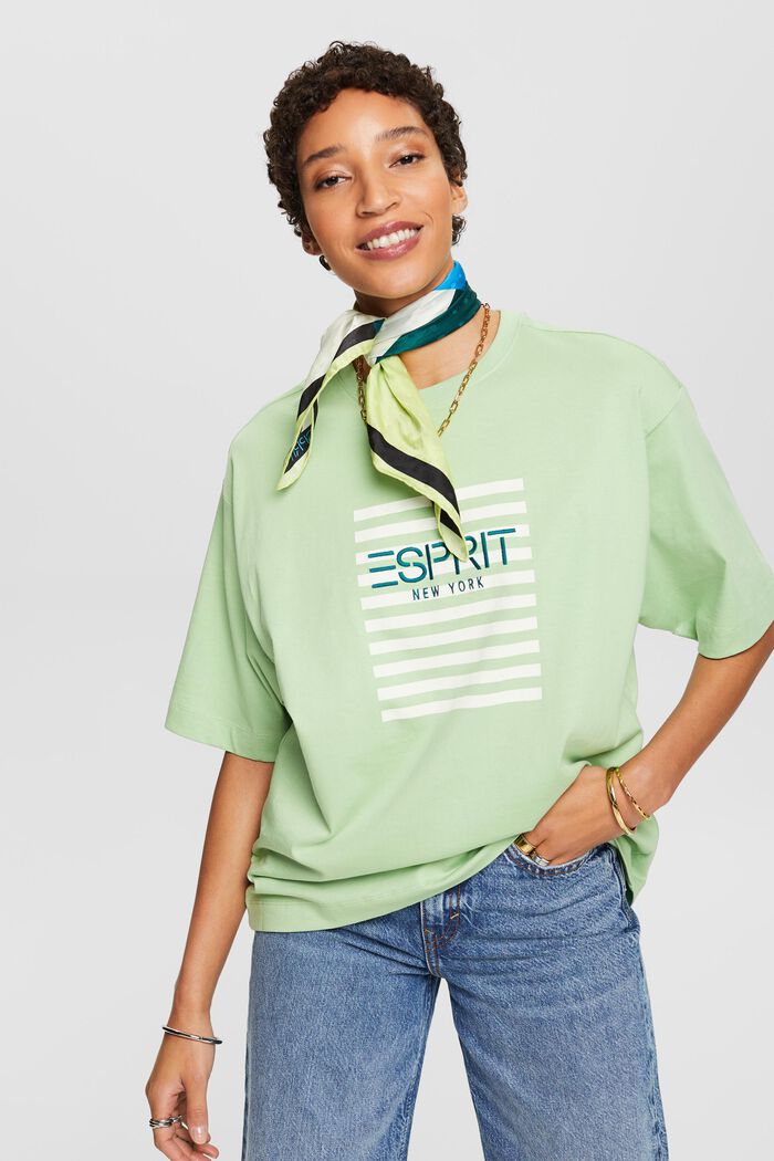 Camiseta de cuello redondo con logotipo, LIGHT GREEN, detail image number 0