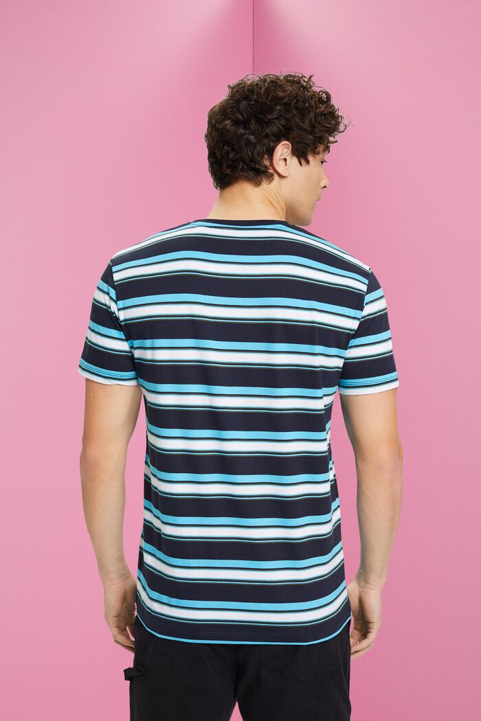 Camiseta a rayas de algodón sostenible, NAVY, detail image number 3