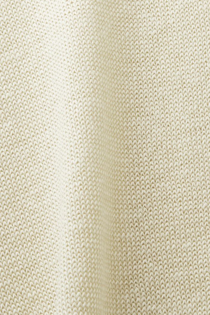 Jersey de lino con cuello redondo, CREAM BEIGE, detail image number 4