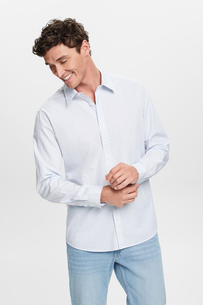 Camisa de corte ceñido con estampado allover, WHITE, detail image number 0
