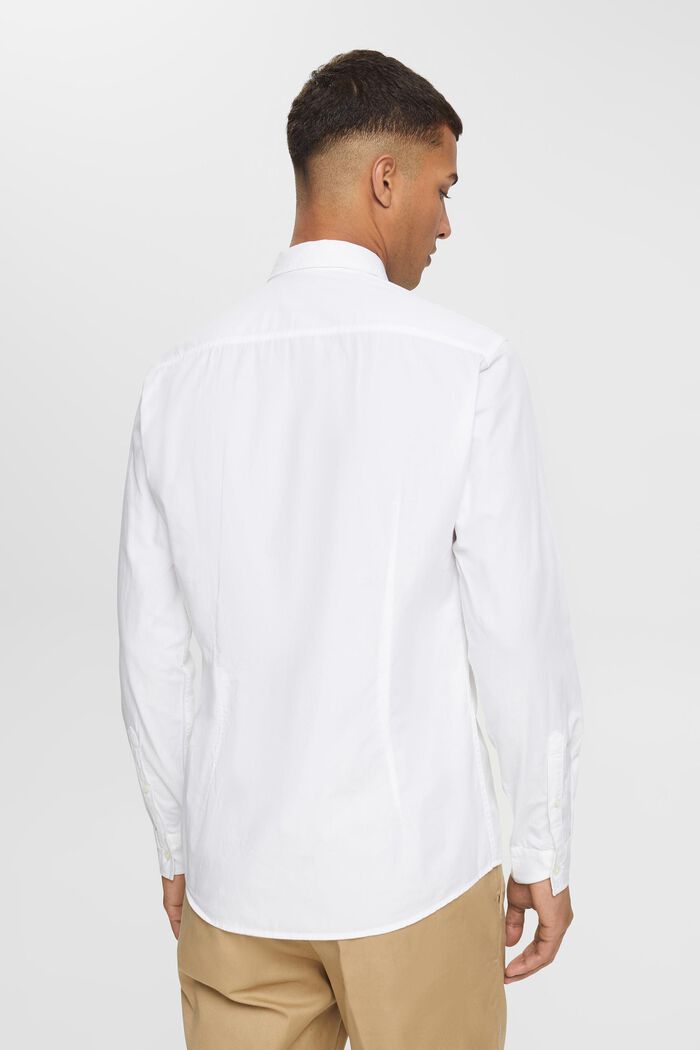 Camisa de algodón sostenible con corte ceñido, WHITE, detail image number 3