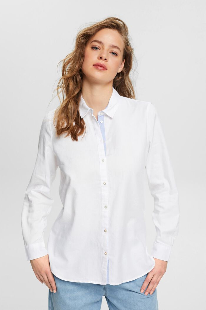 Blusa camisera en 100% algodón, WHITE, detail image number 0