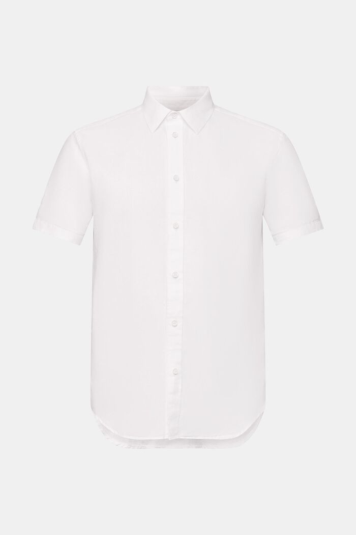 Camisa de manga corta en lino y algodón, WHITE, detail image number 6