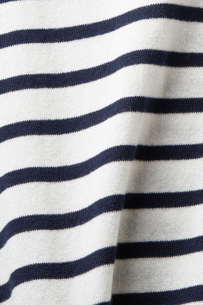 Jersey a rayas de algodón con cuello pico, OFF WHITE, detail image number 5