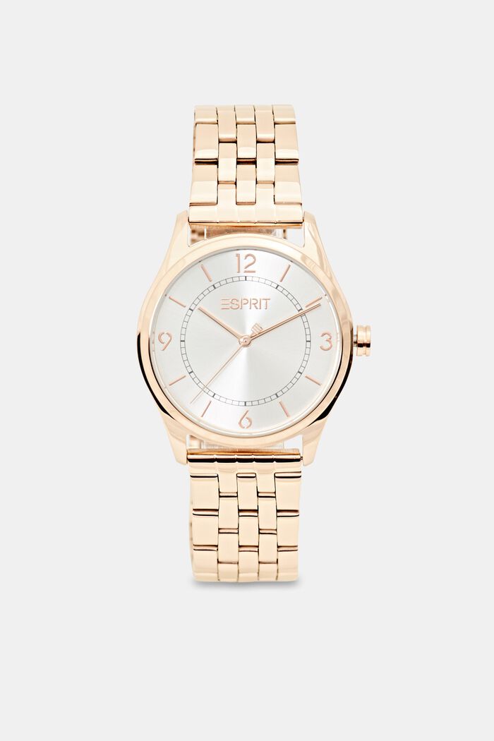 Reloj de acero inoxidable con pulsera de eslabones de cinco hileras, ROSEGOLD, overview