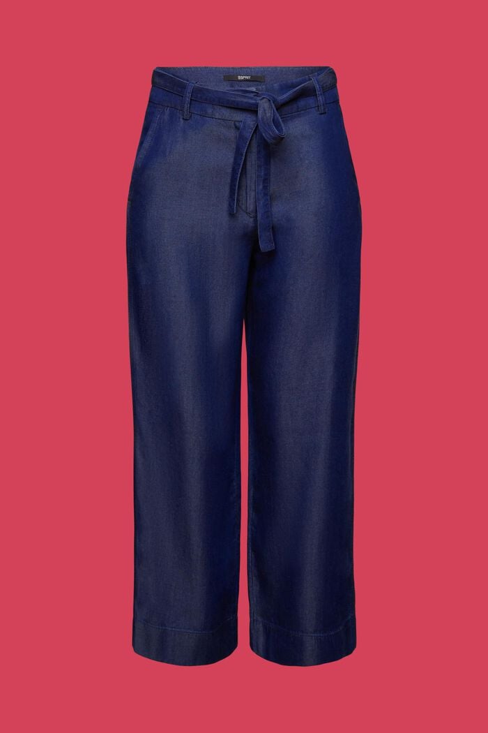 Pantalón tobillero con perneras anchas, TENCEL™, BLUE DARK WASHED, detail image number 7