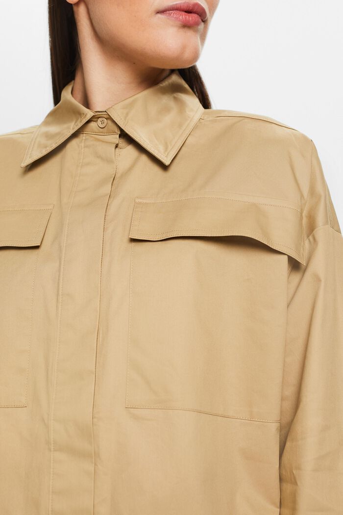 Blusa camisera estilo militar, BEIGE, detail image number 2