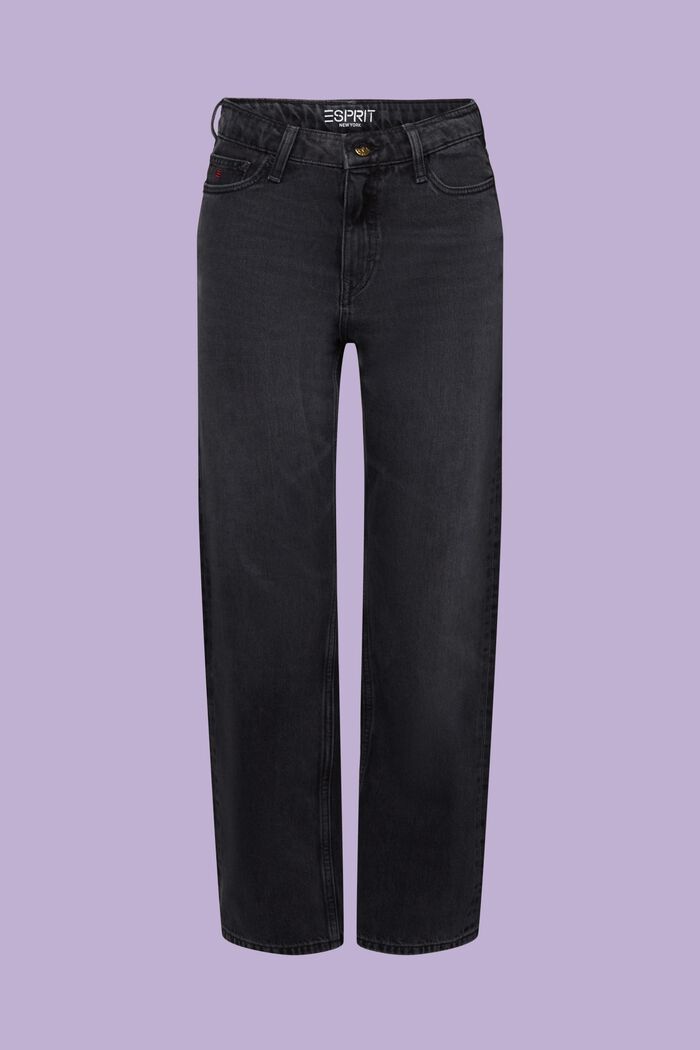 Jeans high-rise straight fit de estilo retro, GREY DARK WASHED, detail image number 6