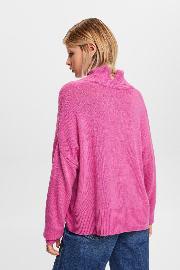 Jersey en mezcla de lana con cuello alto, PINK FUCHSIA, detail image number 4