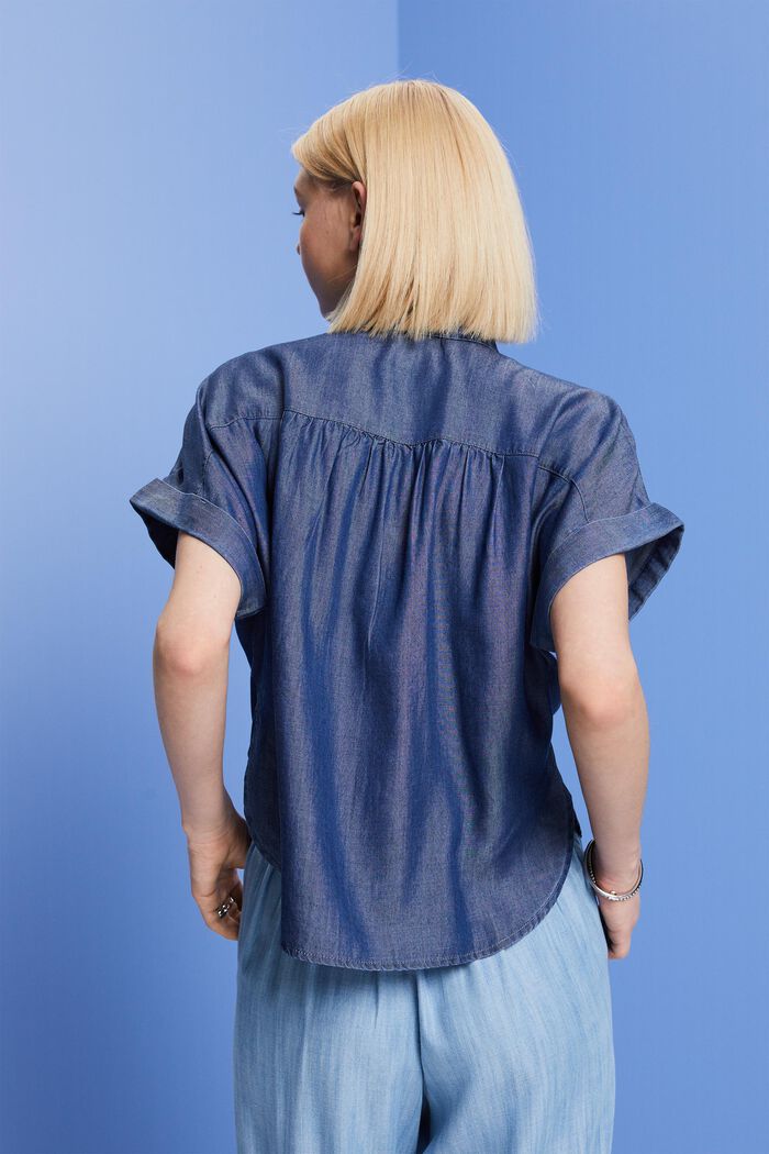Blusa camisera oversize, TENCEL™, BLUE DARK WASHED, detail image number 3