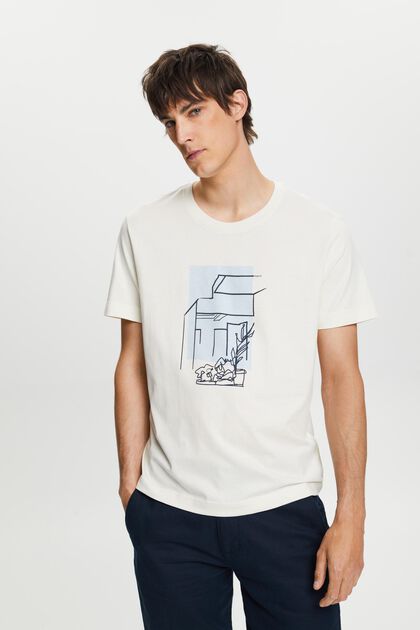 Camiseta con estampado frontal, 100% algodón