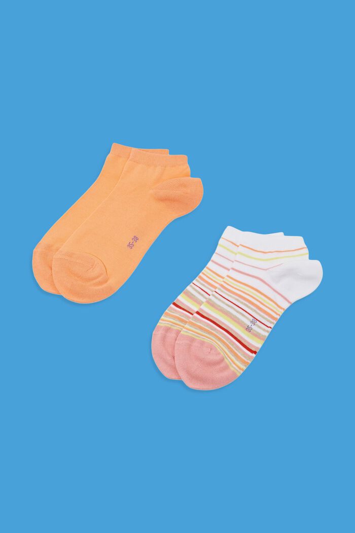 Pack de 2 pares de calcetines de algodón ecológico, ORANGE/WHITE, detail image number 0