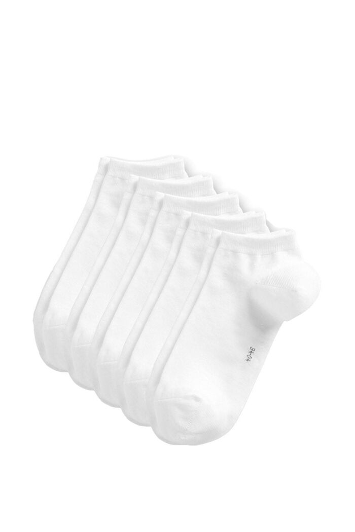 Pack de cinco pares de calcetines cortos en mezcla de algodón, WHITE, detail image number 0