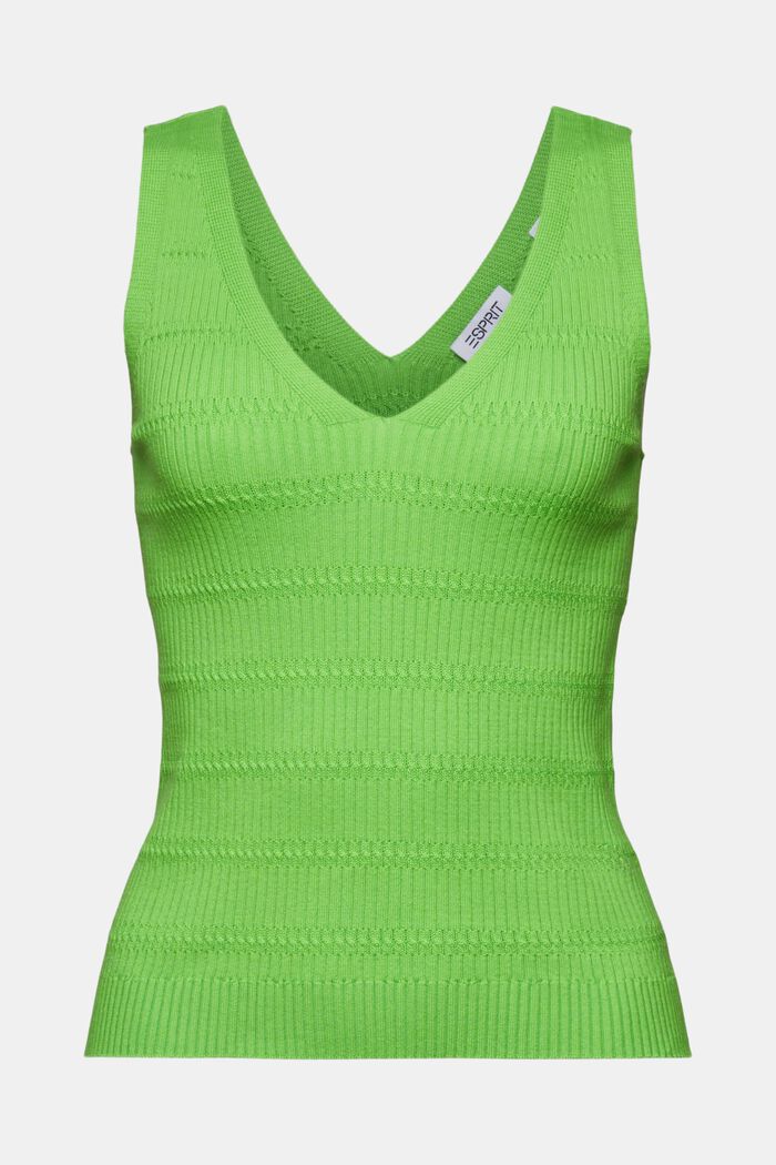 Top jersey con cuello pico, NEW CITRUS GREEN, detail image number 5