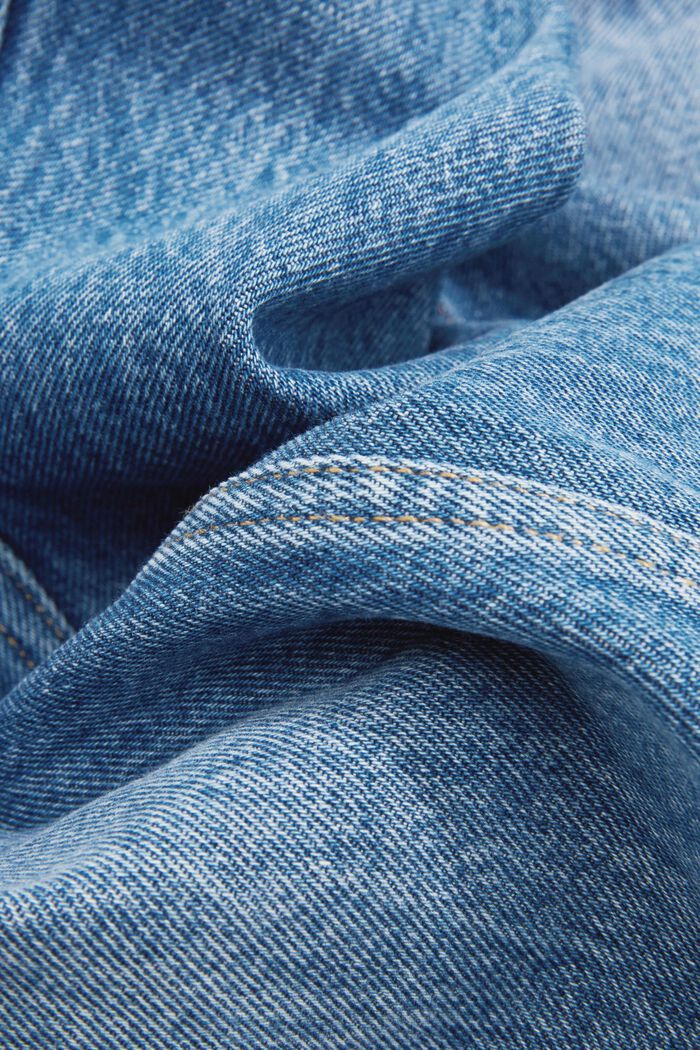 Vaqueros con pernera recta, en algodón ecológico, BLUE MEDIUM WASHED, detail image number 6