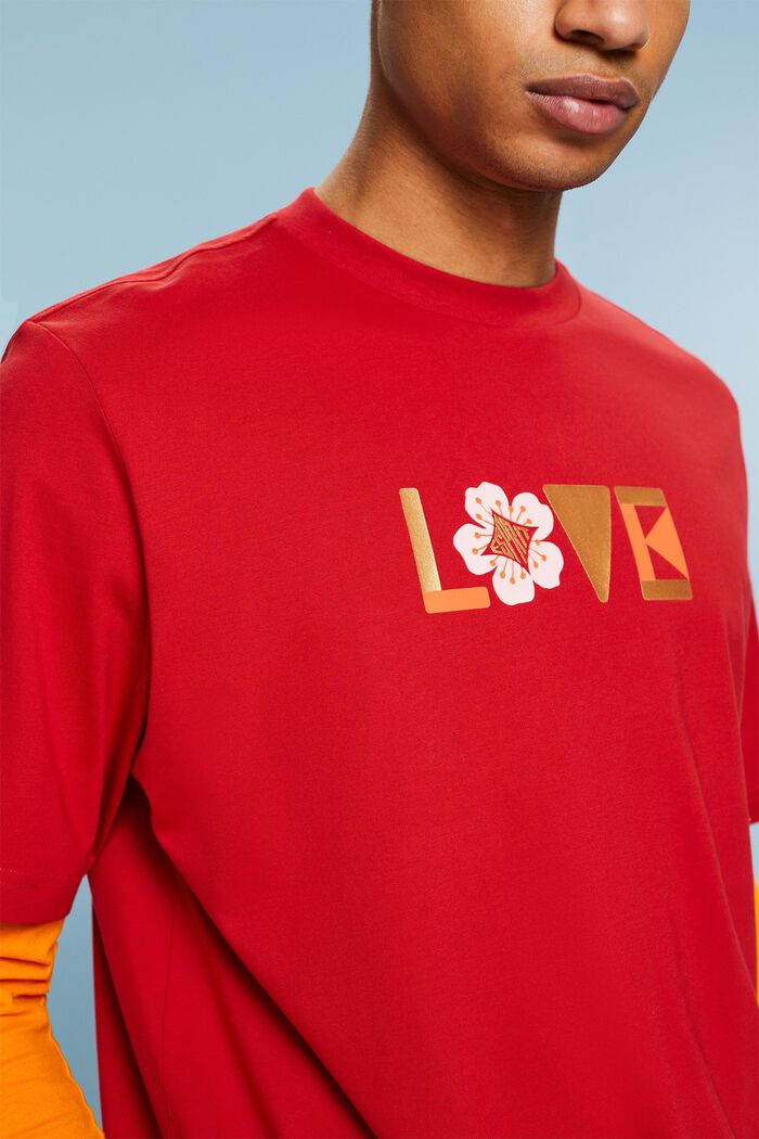 Camiseta unisex estampada de algodón Pima, DARK RED, detail image number 3